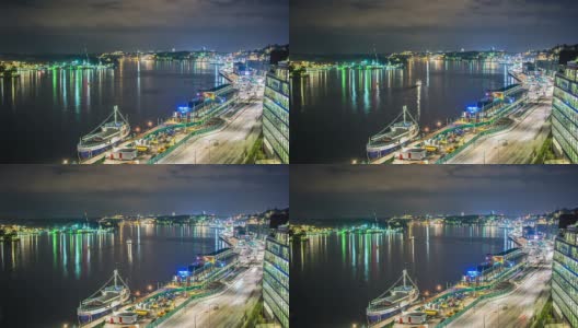 HD Time Lapse: City Street by The Water高清在线视频素材下载