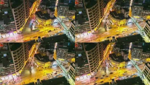 延时拍摄:澳门天际线城市景观夜间主要街道高清在线视频素材下载