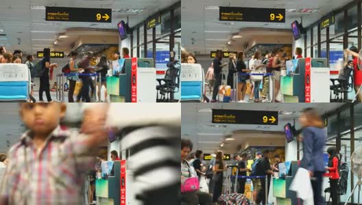 高清延时摄影在普吉岛机场拥挤不堪高清在线视频素材下载