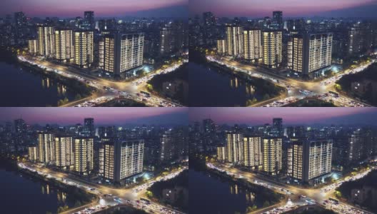 现代城市夜景鸟瞰图高清在线视频素材下载