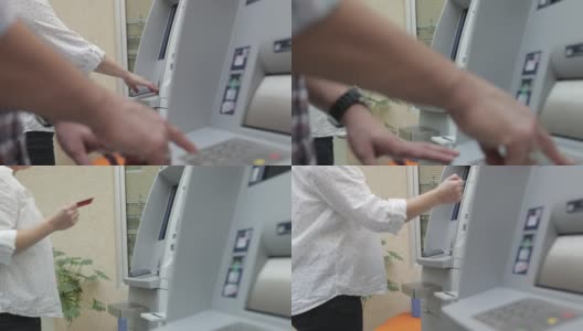 在ATM前，手持式拍摄高清在线视频素材下载