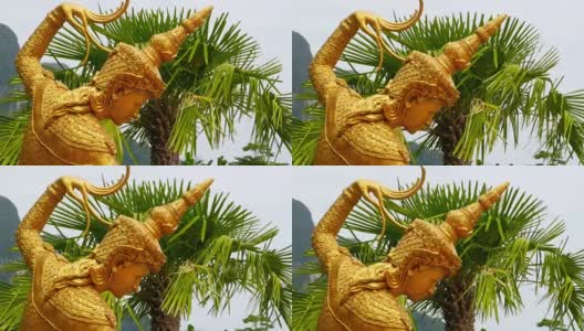 泰国天使的金色雕像高清在线视频素材下载