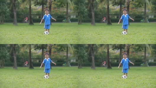 拿着足球的男孩高清在线视频素材下载