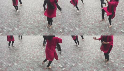 辨认不出的印度人在街上跳舞高清在线视频素材下载