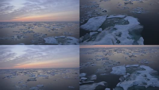 在一个阳光明媚的日子里，一艘考察船在冰冷的北冰洋上高清在线视频素材下载