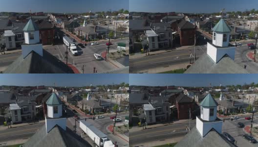 横向移动多莉空中建立拍摄小镇塞勒姆美国俄亥俄州高清在线视频素材下载