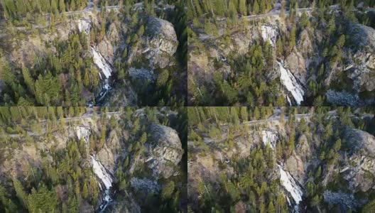 大自然的自然之美，鹰瀑从加利福尼亚山脉瀑布而下高清在线视频素材下载