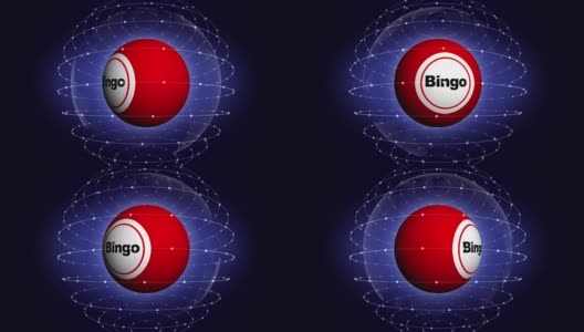 BINGO文本动画围绕BINGO球，渲染，背景，循环高清在线视频素材下载