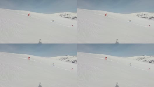 从山上滑下雪粉高清在线视频素材下载