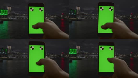 延时绿屏纽约智能手机色度键高清在线视频素材下载