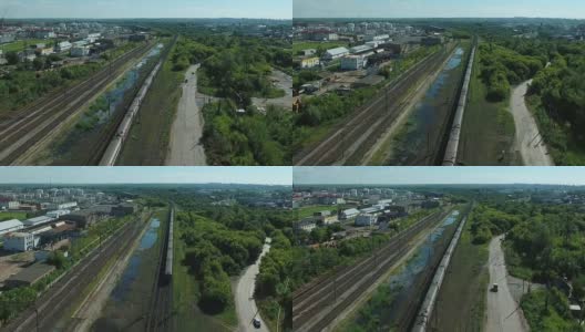 铁路和客运列车的航拍画面高清在线视频素材下载