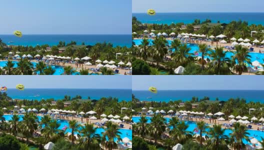 酒店窗外是美丽的海景，在异国风情的避暑胜地度假高清在线视频素材下载