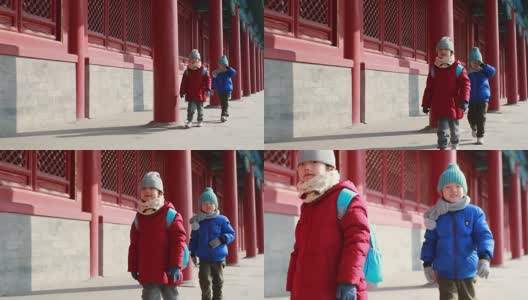 儿童游客参观故宫高清在线视频素材下载