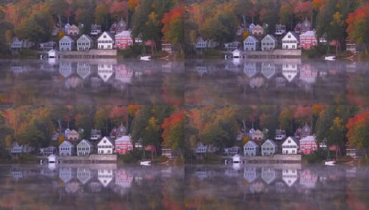 新罕布什尔州温尼珀索基湖上的秋天高清在线视频素材下载