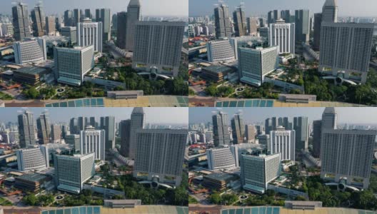当日新加坡城市金融中心商务区大厦鸟瞰图高清在线视频素材下载