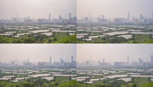 暮色中的中国深圳。从香港边境观看。高清在线视频素材下载