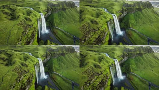 冰岛的Seljalandsfoss瀑布高清在线视频素材下载