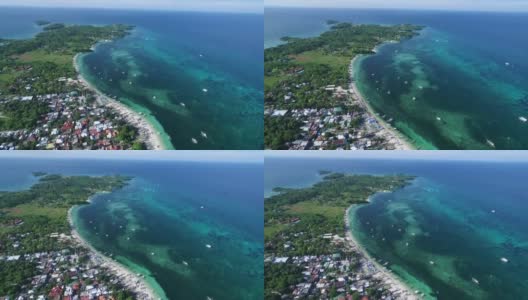 菲律宾宿务岛的马拉帕斯夸岛。苏禄海和美丽的Bounty海滩，海景与船的背景高清在线视频素材下载