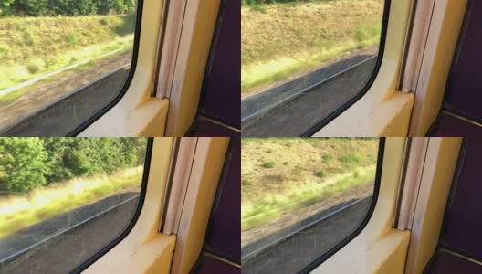 乘客在移动的火车上看窗外的视角高清在线视频素材下载