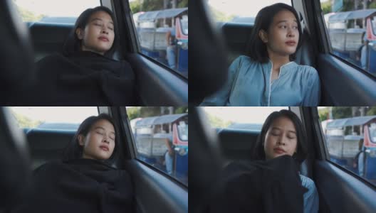 亚洲女人在车里打盹高清在线视频素材下载