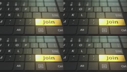 黑色电脑键盘和金色连接键高清在线视频素材下载