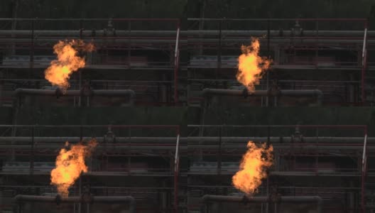 天然气管道火灾的慢动作高清在线视频素材下载