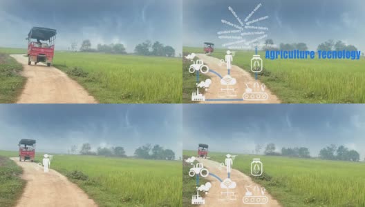 2017年4月14日，一辆身份不明的汽车在缅甸kying Tong Shan州的土路上运送农业高清在线视频素材下载