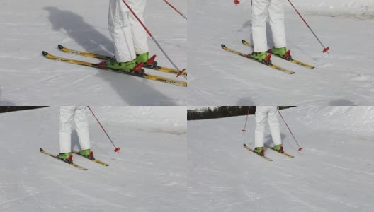 年轻女子在滑雪场滑雪高清在线视频素材下载
