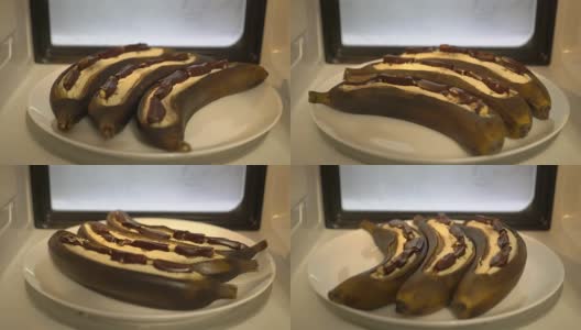 用微波炉煮甜酥的香蕉船高清在线视频素材下载