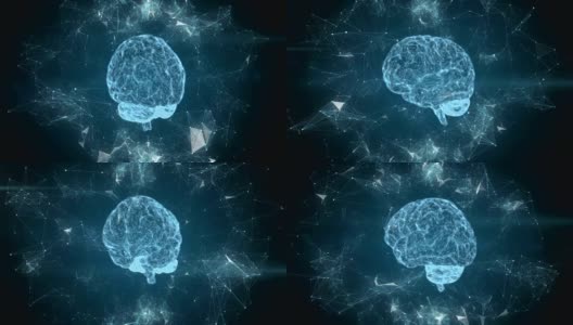人类大脑转动的动画。神经丛。科学、医学和商业的概念高清在线视频素材下载