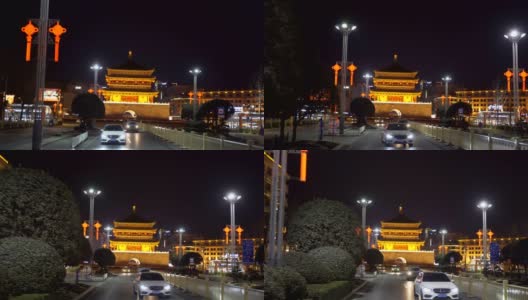 在中国春节期间的夜晚，西安，中国。高清在线视频素材下载
