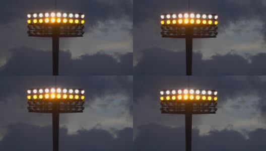 黄昏时的体育场灯光高清在线视频素材下载