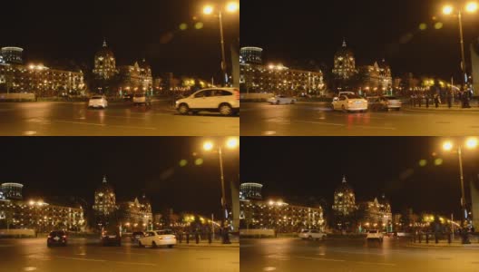 在阿塞拜疆巴库市的一条街上高清在线视频素材下载
