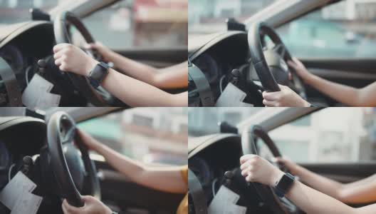 年轻女子开车高清在线视频素材下载