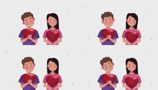 世界心脏日动画与夫妇提升心脏高清在线视频素材下载