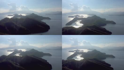 鸟瞰香港船湾淡水湖的山景及远足径高清在线视频素材下载