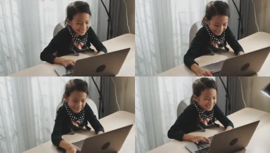 孩子使用笔记本电脑高清在线视频素材下载
