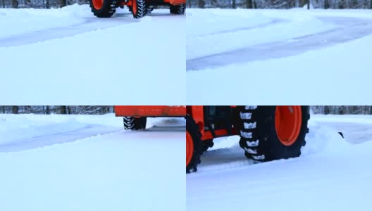 拖拉机耕地雪高清在线视频素材下载