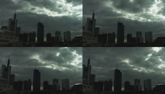 法兰克福金融区上空的乌云高清在线视频素材下载