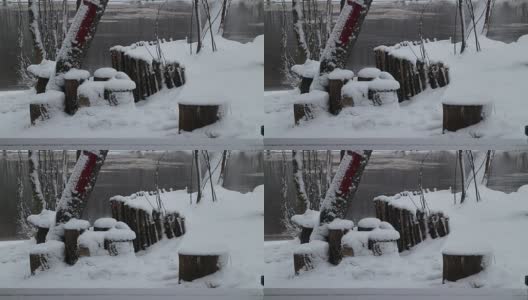 暴风雪被厚厚的积雪覆盖着高清在线视频素材下载