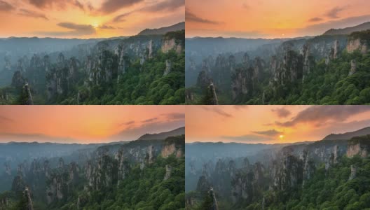 日落时分的张家界国家森林公园，武陵源，中国湖南高清在线视频素材下载