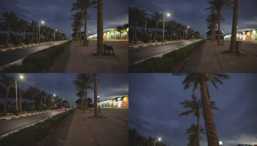 视点，走在黄昏的埃及城街头巷尾，手心环绕。高清在线视频素材下载