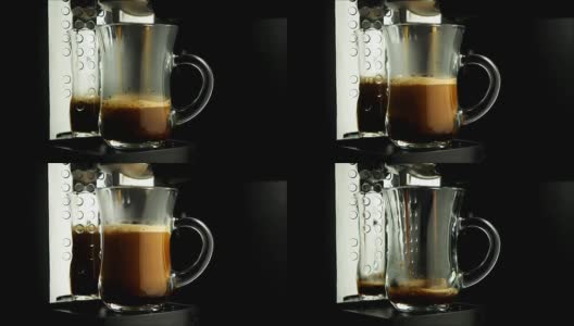 用咖啡机煮咖啡。近距离高清在线视频素材下载