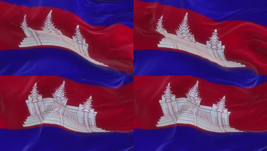全屏柬埔寨国旗缓缓飘扬高清在线视频素材下载