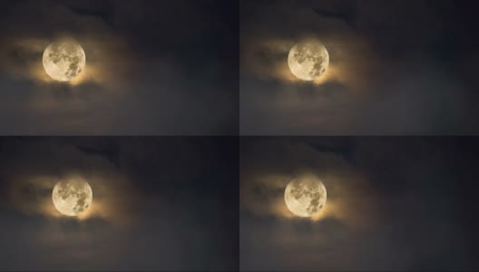 雾蒙蒙的琥珀色的月亮高清在线视频素材下载