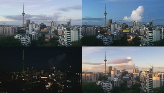 日落时分新西兰奥克兰地平线的时间圈高清在线视频素材下载