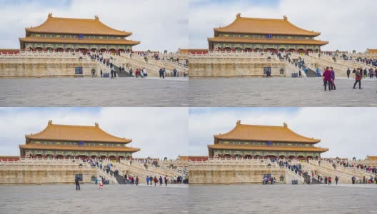 时间流逝视频的游客在北京故宫，中国时间流逝，4K高清在线视频素材下载
