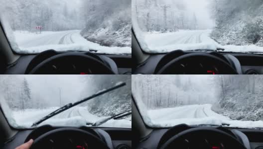 白天在暴风雪中开车。高清在线视频素材下载