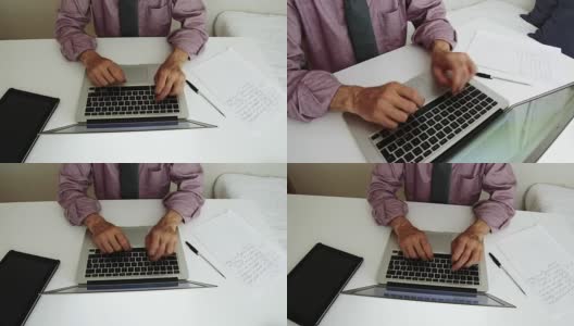 一个在电脑上打字的老人高清在线视频素材下载