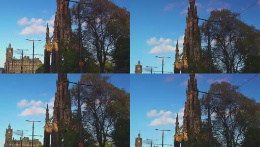 爱丁堡王子街，斯科特纪念碑高清在线视频素材下载